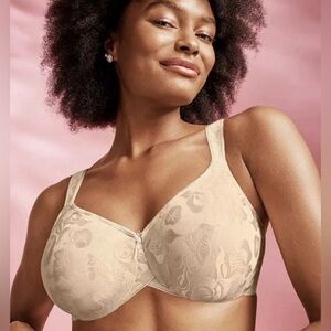 Wacoal Beige Full Figure Underwire Floral Lace Bra 85567 Awareness Sz 44 DD